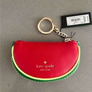 Kate Spade Red and Green Coin Purse with Keychain